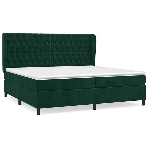 vidaXL Box spring postel s matrac&iacute; tmavě zelen&aacute; 200x200 cm samet