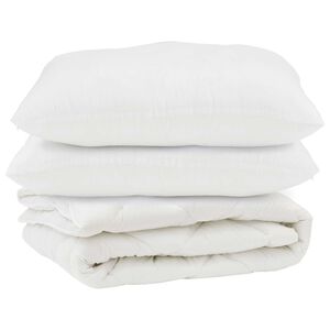 vidaXL Přikr&yacute;vka s pol&scaron;t&aacute;řem 3 pcs B&iacute;l&aacute; Mikrovl&aacute;kno