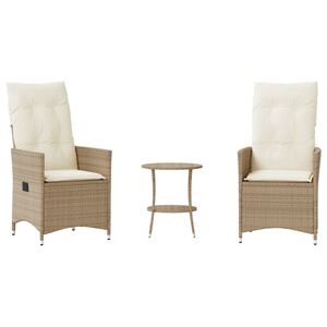 vidaXL 3d&iacute;ln&yacute; bistro set s podu&scaron;kami b&eacute;žov&yacute; polyratan