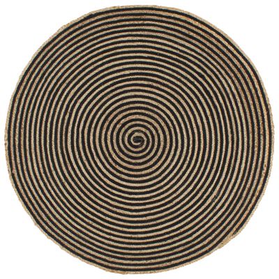 vidaXL Ručně vyrobený koberec z juty spirálový design černý 90 cm