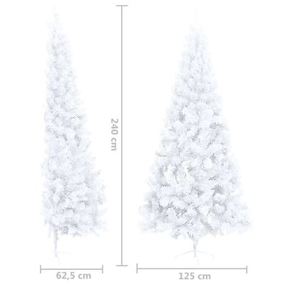 vidaXL Umělý vánoční půl stromek s LED a sadou koulí bílý 240 cm