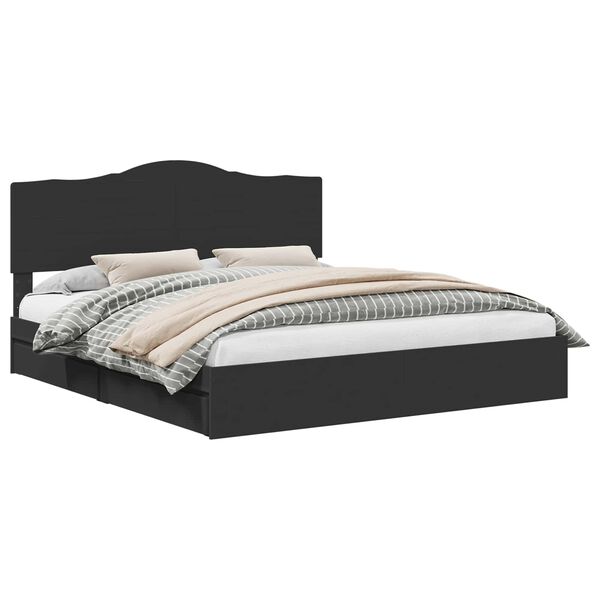 vidaXL Postel s &uacute;ložn&yacute;m prostorem Čern&aacute; 200 x 200 cm kompozitn&iacute; dřevo