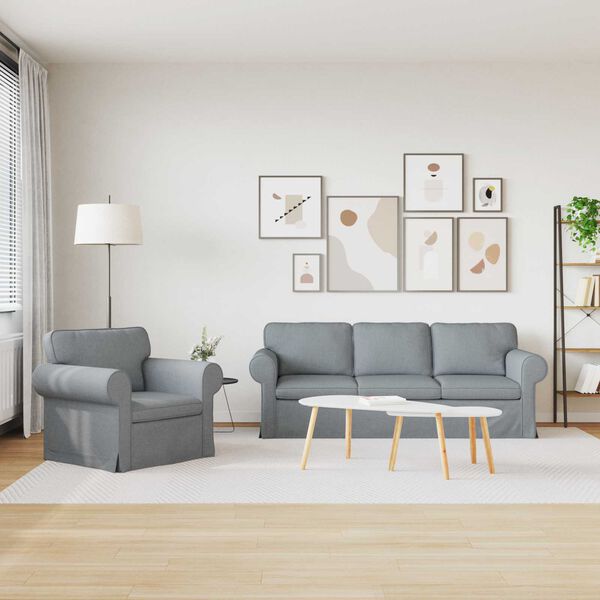 vidaXL Pohovka 180cm 2 pcs Světle &scaron;ed&aacute; Kov