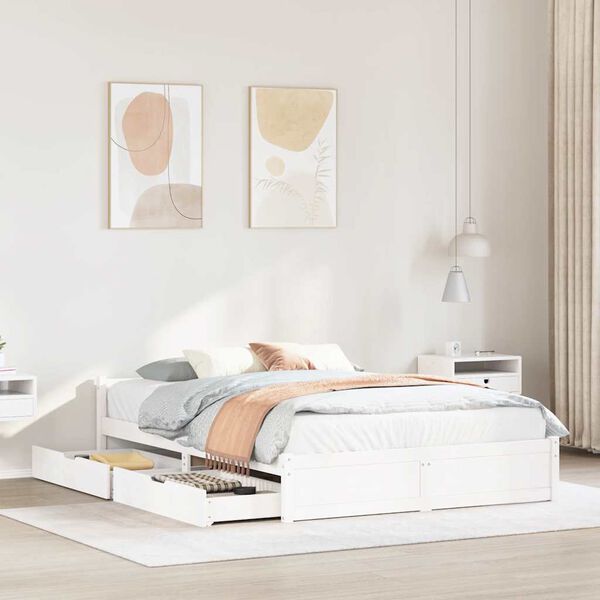 vidaXL Postel bez matrace b&iacute;l&aacute; 140 x 190 cm masivn&iacute; borovice