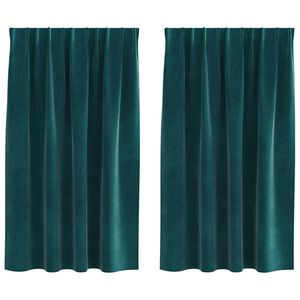 vidaXL Z&aacute;věsy se z&aacute;clonami 2 pcs Tmavě zelen&aacute; 140 x 140 cm samet