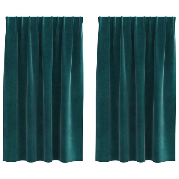 vidaXL Z&aacute;věsy se z&aacute;clonami 2 pcs Tmavě zelen&aacute; 140 x 140 cm samet