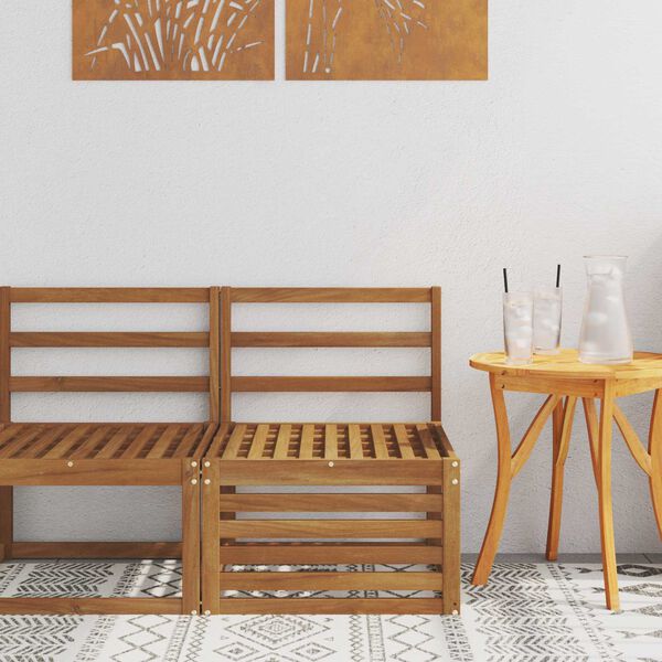 vidaXL Venkovn&iacute; středn&iacute; pohovka Masivn&iacute; ak&aacute;tov&eacute; dřevo Př&iacute;rodn&iacute;