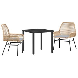 vidaXL Zahradn&iacute; j&iacute;deln&iacute; souprava s pol&scaron;t&aacute;řem 3 pcs Hněd&aacute; polyratan