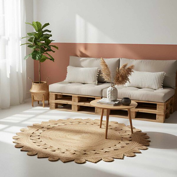 vidaXL Koberec Hnědá Ø 210 cm juta