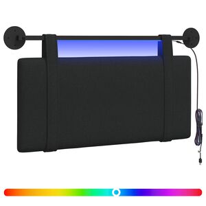vidaXL Z&aacute;věsn&eacute; čelo postele S LED osvětlen&iacute;m Čern&aacute; Textil