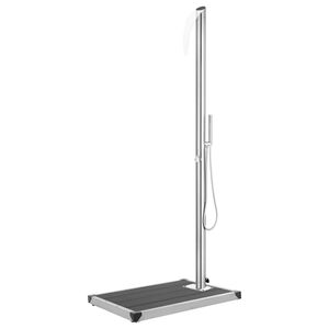 vidaXL Zahradn&iacute; sprcha s &scaron;edou z&aacute;kladnou 225 cm nerezov&aacute; ocel