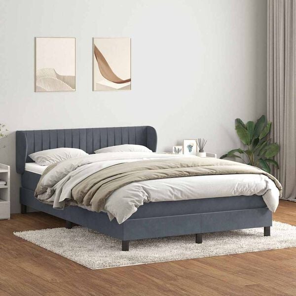 vidaXL Box spring postel s matrac&iacute; tmavě &scaron;ed&aacute; 140x220 cm samet