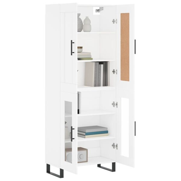 vidaXL Skř&iacute;ň highboard b&iacute;l&aacute; 69,5 x 34 x 180 cm kompozitn&iacute; dřevo