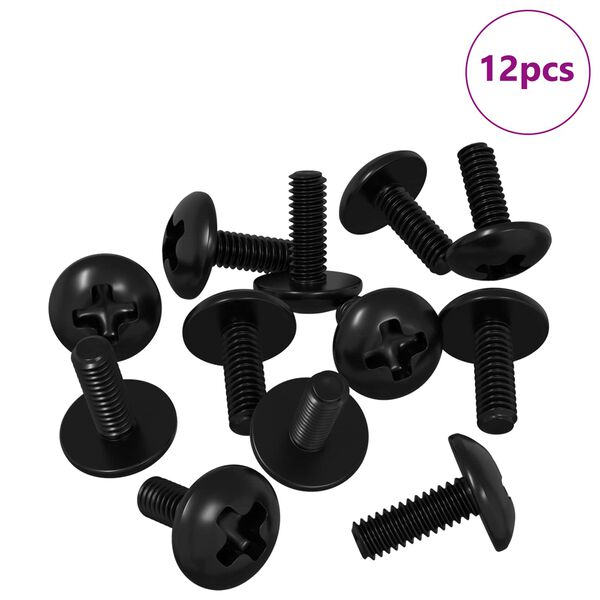 vidaXL &Scaron;rouby s pouzdrem 12 pcs Čern&aacute; M4 x 10 mm Železo
