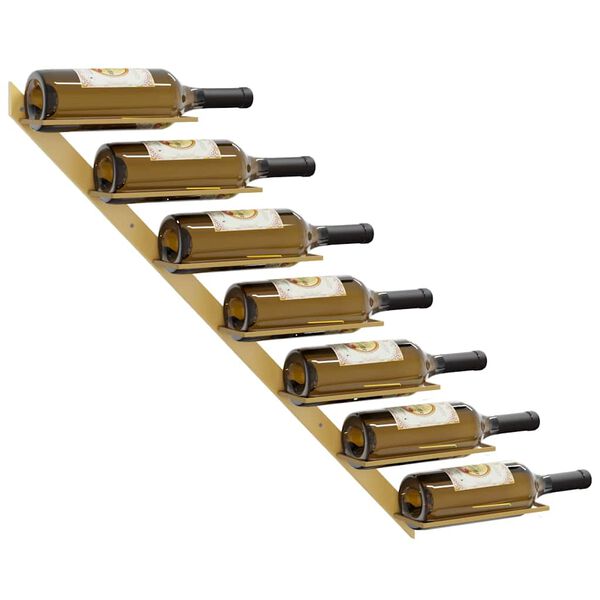 vidaXL N&aacute;stěnn&yacute; stojan na v&iacute;no na 7 lahv&iacute; zlat&yacute; kov