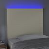 vidaXL Čelo postele s LED kr&eacute;mov&eacute; 80x5x118/128 cm uměl&aacute; kůže