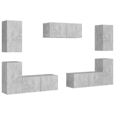 vidaXL 7dílný set TV skříněk betonově šedý dřevotříska