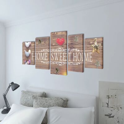 Sada obrazů, tisk na plátně, Home Sweet Home, 200 x 100 cm
