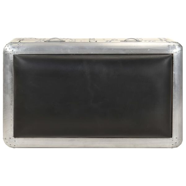 vidaXL Leteck&aacute; lavice 59 cm stř&iacute;brn&eacute; a čern&eacute; prav&aacute; kůže