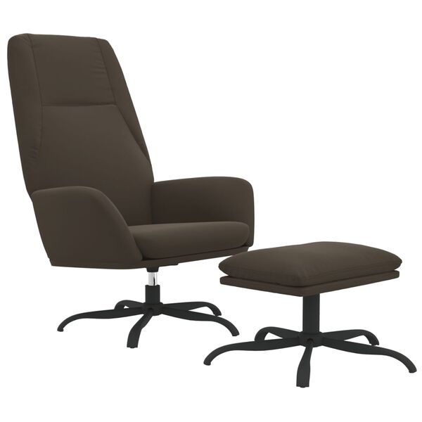 vidaXL Relaxačn&iacute; křeslo se stoličkou tmavě &scaron;ed&eacute; tkanina z mikrovl&aacute;kna