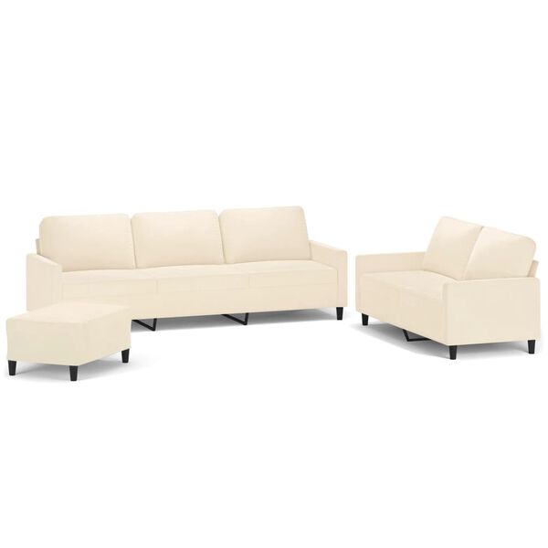 vidaXL 3d&iacute;ln&aacute; sedac&iacute; souprava s podu&scaron;kami kr&eacute;mov&aacute; samet