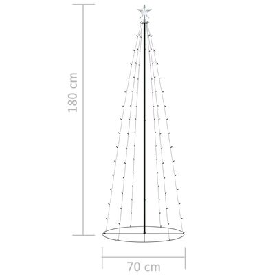 vidaXL Vánoční stromek kužel 100 teplých bílých LED diod 70 x 180 cm
