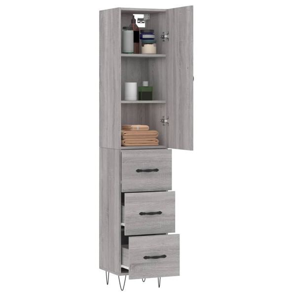 vidaXL Skř&iacute;ň highboard &scaron;ed&aacute; sonoma 34,5 x 34 x 180 cm kompozitn&iacute; dřevo