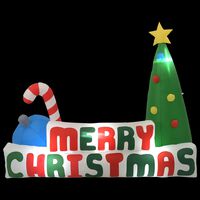 vidaXL Merry Christmas nafukovací LED dekorace se stromkem 240x188 cm