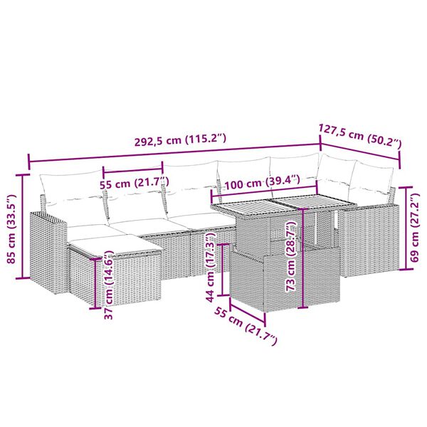 vidaXL 8d&iacute;ln&aacute; zahradn&iacute; sedac&iacute; souprava s podu&scaron;kami b&eacute;žov&aacute; polyratan
