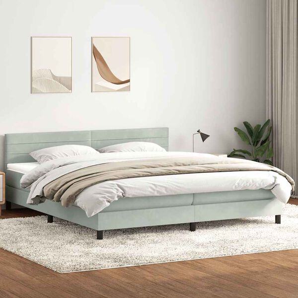vidaXL Box spring postel s matrac&iacute; světle &scaron;ed&aacute; 180x220 cm samet