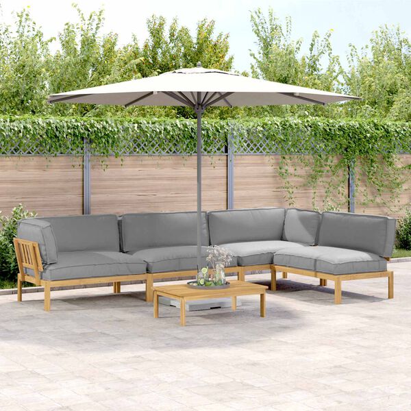 vidaXL Set pohovek s pol&scaron;t&aacute;řem 5 pcs &Scaron;ed&aacute; Masivn&iacute; ak&aacute;tov&eacute; dřevo