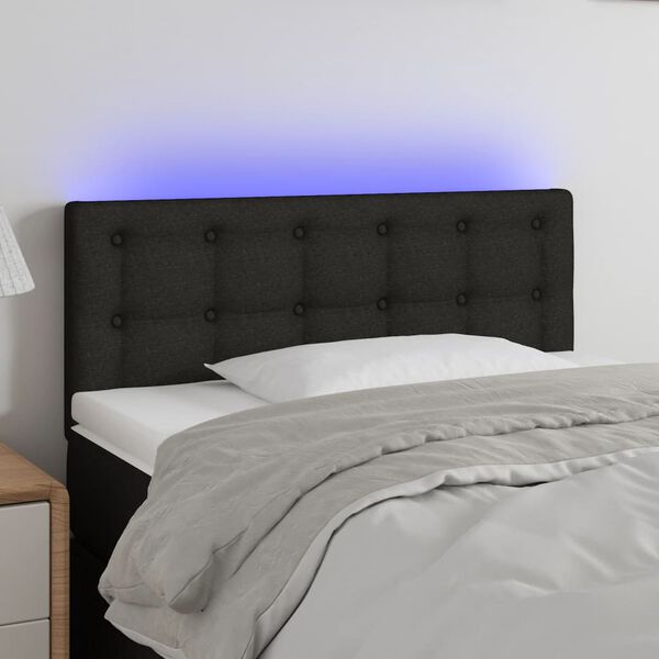 vidaXL Čelo postele s LED čern&eacute; 90x5x78/88 cm textil