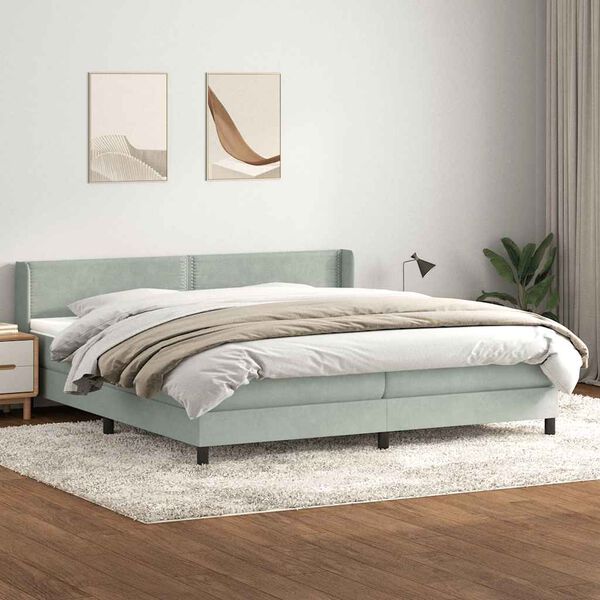 vidaXL Box spring postel s matrac&iacute; světle &scaron;ed&aacute; 180x210 cm samet