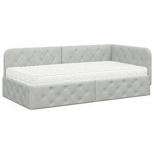 vidaXL Rohov&yacute; r&aacute;m postele s matrac&iacute; Světle &scaron;ed&aacute; 100 x 200 cm samet