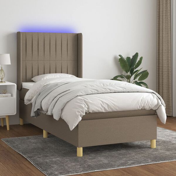 vidaXL Box spring postel s matrac&iacute; a LED taupe 80 x 200 cm textil