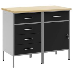 vidaXL Pracovn&iacute; skř&iacute;ň se z&aacute;suvkou 2 ks Čern&aacute; a &scaron;ed&aacute; 100 x 55 x 85 cm