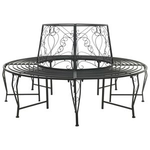 vidaXL Stromov&aacute; lavička 8-Počet m&iacute;st &Oslash; 160 x 89 cm Ocel Čern&aacute; Kulat&yacute;