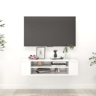 vidaXL Závěsná TV skříňka bílá vysoký lesk 100x30x26,5 cm dřevotříska
