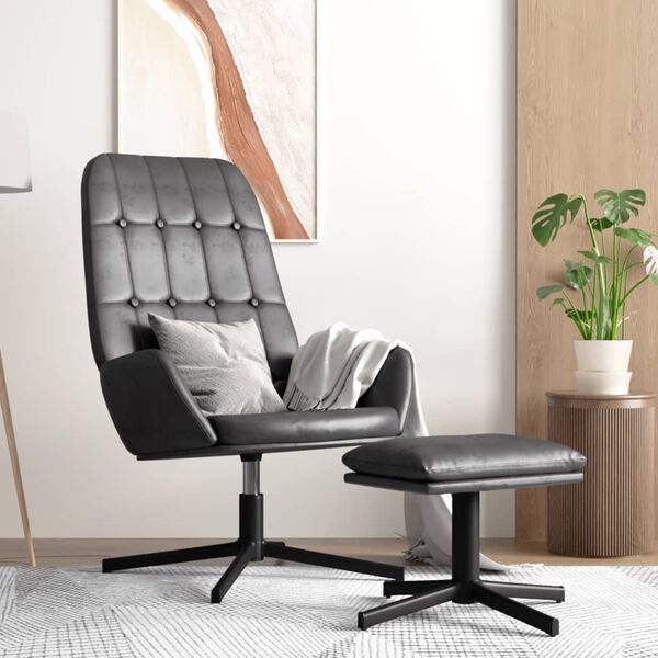 vidaXL Relaxačn&iacute; křeslo s podnožkou leskl&eacute; čern&eacute; uměl&aacute; kůže