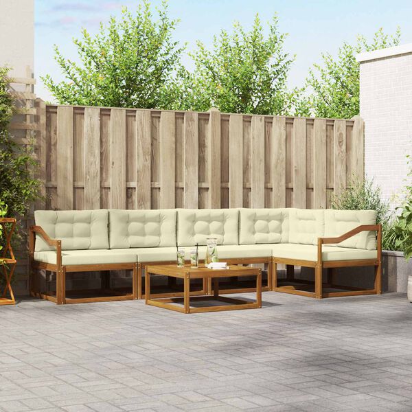 vidaXL Venkovn&iacute; pohovkov&aacute; souprava 6 pcs Přirozen&aacute; a Kr&eacute;mov&aacute;