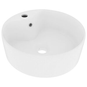 vidaXL Luxusn&iacute; umyvadlo s přepadem matn&eacute; b&iacute;l&eacute; 36 x 13 cm keramick&eacute;