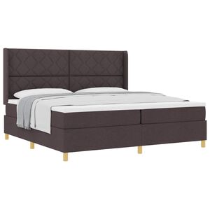 vidaXL Postel s boxspringem s čelo Tmavě hněd&aacute; 200 x 200 cm textil