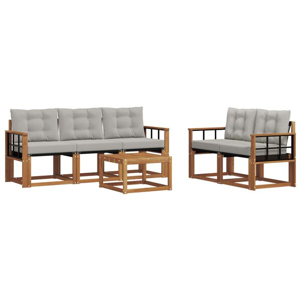 vidaXL Venkovn&iacute; pohovkov&aacute; souprava 6 pcs Př&iacute;rodn&iacute; a světle &scaron;ed&aacute;