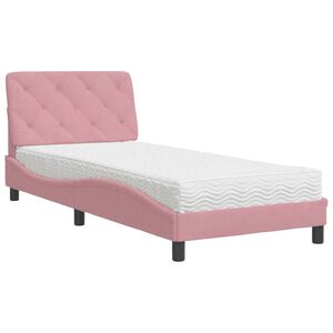 vidaXL Postel s matrac&iacute; růžov&aacute; 80 x 200 cm samet