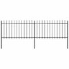 vidaXL Zahradn&iacute; plot s kop&iacute;m nahoře ocelov&yacute; 337 x 100 cm čern&yacute;