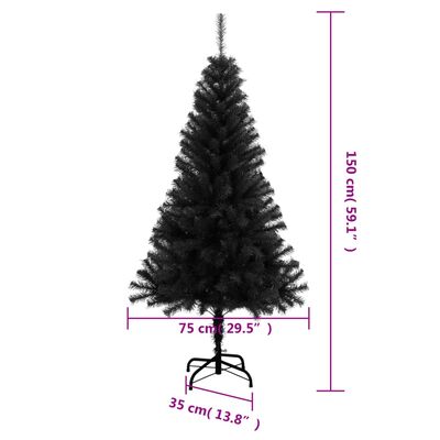 vidaXL Umělý vánoční stromek se stojanem černý 150 cm PVC