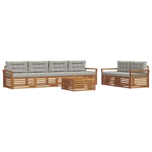 vidaXL Venkovn&iacute; pohovkov&aacute; souprava 7 pcs Př&iacute;rodn&iacute; a světle &scaron;ed&aacute;