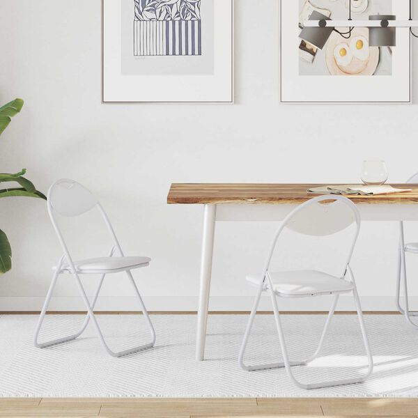 vidaXL Skl&aacute;dac&iacute; židle 2 pcs B&iacute;l&yacute; 48 x 43,5 x 81 cm Uměl&aacute; kůže