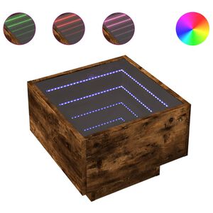 vidaXL Odkl&aacute;dac&iacute; stolek s LED kouřov&yacute; dub 40x40x30 cm kompozitn&iacute; dřevo