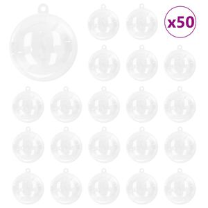 vidaXL Sada v&aacute;nočn&iacute;ch ozdob 50 ks Transparentn&iacute; &Oslash; 5 cm Plast
